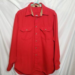 Vintage Cabelas Polyester Shirt Long Sleeves Adult Large Bright Red Chest Pocket
